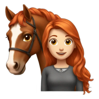 Red haired Girl with brown horse sticker