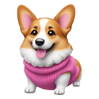 corgi with a pink sweather sticker