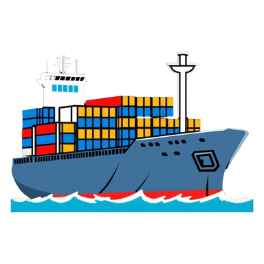 Cargo container ship in ocean sticker