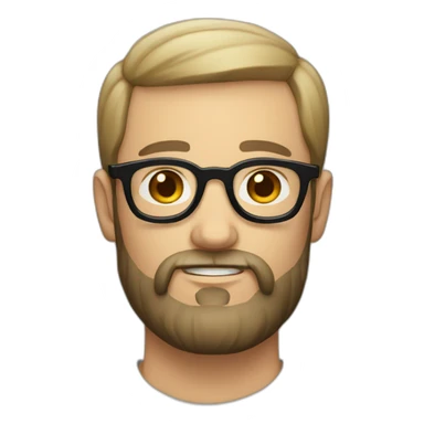 White man with a black beard and round wooden glasses sticker