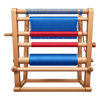 Carpet weaving icon, weaving loom, colorful threads, woven carpet design, intricate patterns, minimalistic style, clean lines, transparent background. sticker