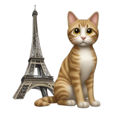 Un chat à côté de la Tour Eiffel sticker