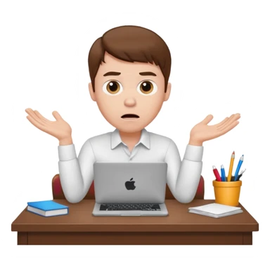 A white man with brown hairs, white skin,   sits at his desk in shock sticker