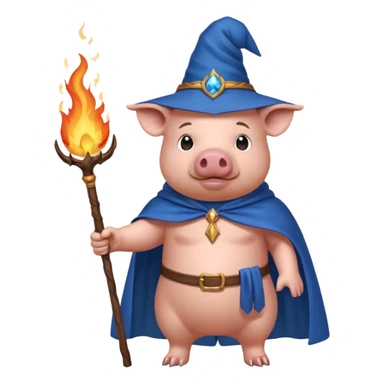 wizard pig summons fire in one hand blue cape sticker