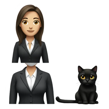 female brunette hair lawyer with a black cat sticker