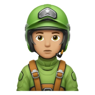 dirtbike rider in green gear thinking about his answer to a question sticker