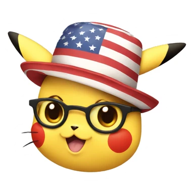 Pikachu wearing an American flag hat sticker