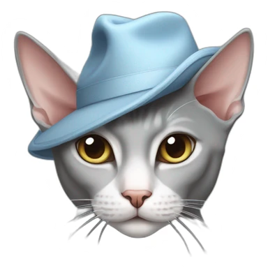 gray cat with a white nose wearing a Sphynx hat  sticker