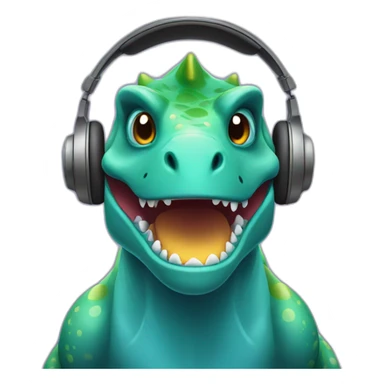 Dinosaur listening to music in headphones sticker