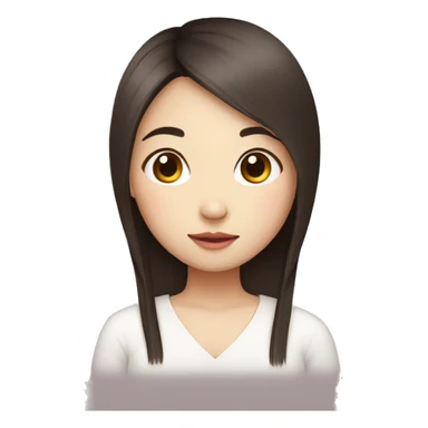 chinese girl with straight dark brown hair, chuibby face sticker