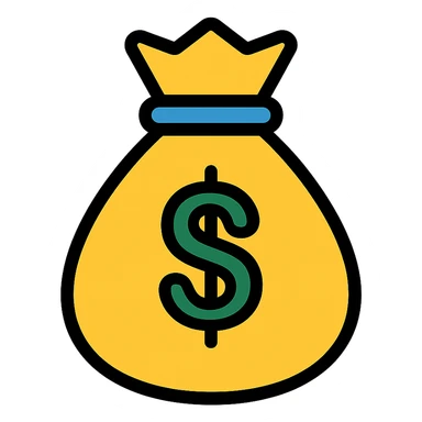money bag icon, simple, clear, modern icon style sticker