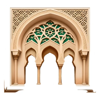 Realistic Alhambra de Granada Landmark Emoji, showcasing the Moorish palace’s intricate arches, geometric patterns, and historic fortress walls. sticker