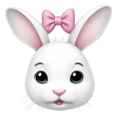 Cute white bunny with bows tied on each ear sticker