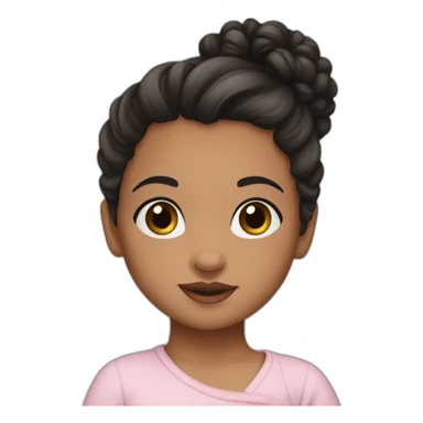 baby girl medium skin with black curly hair in a bun sticker