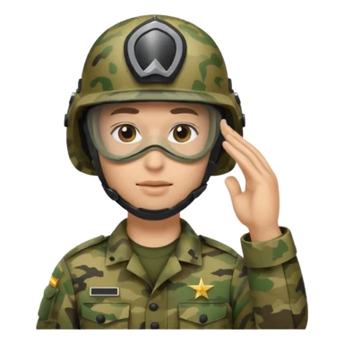 Soldier saluting with helmet + face mask sticker
