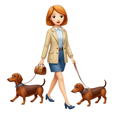 Mum walking two sausage dogs sticker
