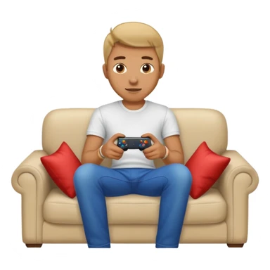 man playing video games on a sofa sticker