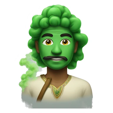 Face a of a indian with green smoke coming out of him  sticker