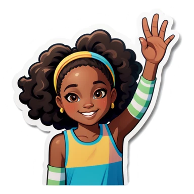 black girl waving sticker