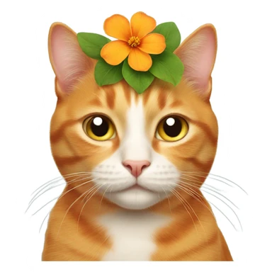 Ginger Cat with a flower on its head sticker