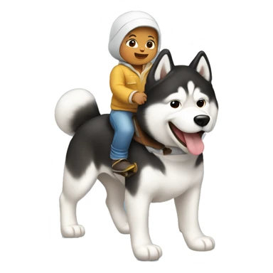 Baby riding a malamute sticker