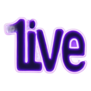 floating neon text saying LIVE1 sticker
