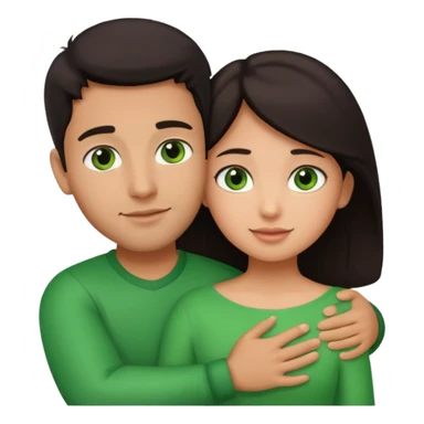 i want a emoji picture of a romantic hug with a latin guy and a dark hair girl with green eyes sticker