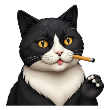 Cat smoking a cigarette blowing an O sticker