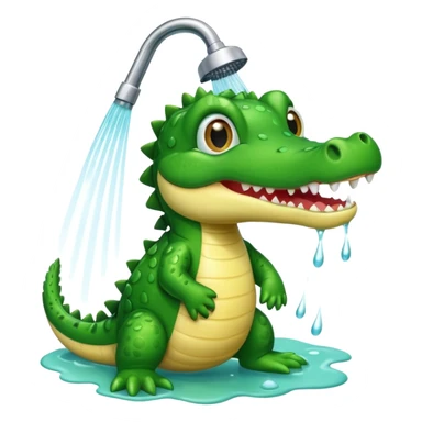 baby crocodile is showing under the shower  sticker