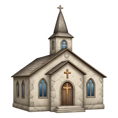 church building with a steeple and cross sticker