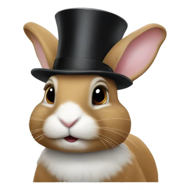 A rabbit with a top hat sticker