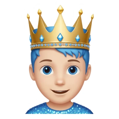 blue Boy glitter crown smile sticker