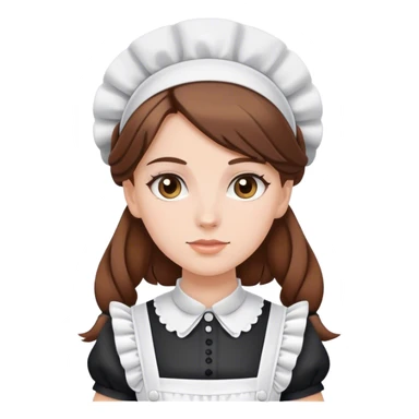 white girl with brown hair in maid outfit sticker