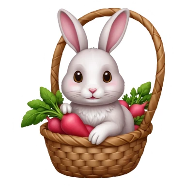 rabbit with radish in basket sticker