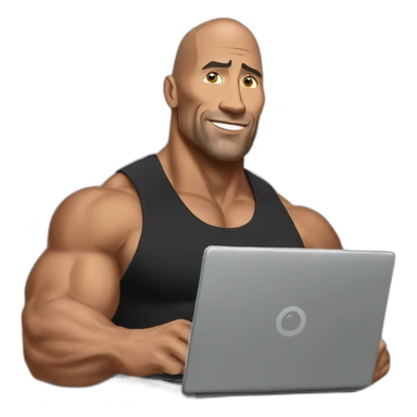 The rock working on laptop  sticker