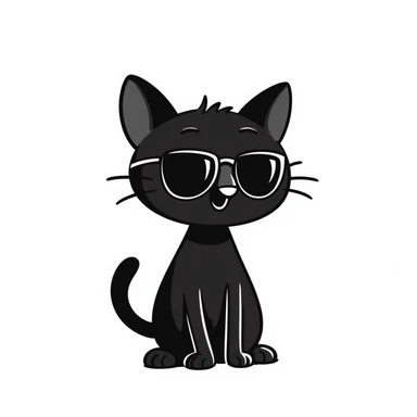 cat wearing sunglasses hand-drawn doodle style sticker