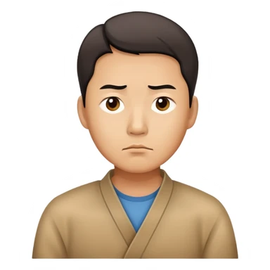 A Chinese man with a thoughtful, uncertain expression sticker