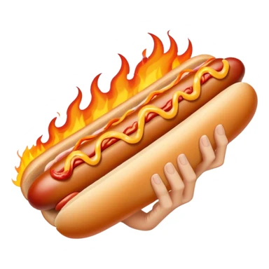 Hand Holding a Flaming Hotdog sticker