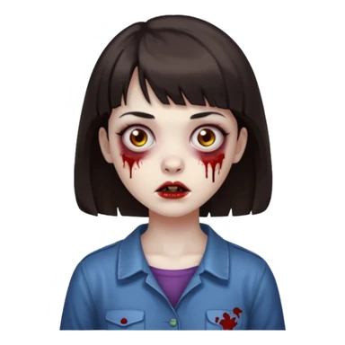 zombie girl emoji dark brown hair and short bangs sticker