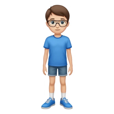 adolescent garçon taille moyenne corpulence maigre cheveux chatain court yeux bleus lunettes photo de pieds sticker