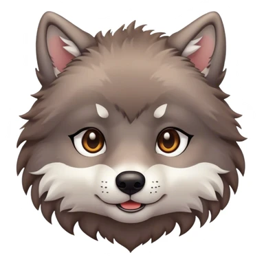 Wolf with a kawaii face sticker