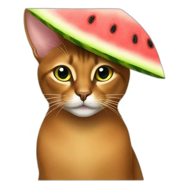 abyssinian cat with a watermelon hat sticker