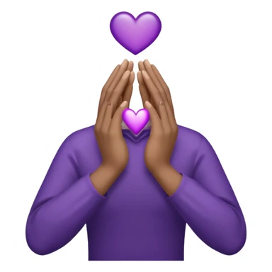 Hands joined in prayer with a dark purple heart sticker