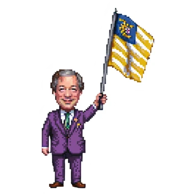 Nigel Farage waving a flag sticker