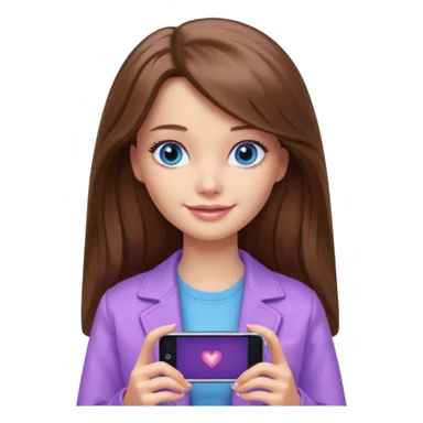 beautiful barbie girl with long brown hair, blue eyes and wearing light purple clothes watching stranger things on tv sticker