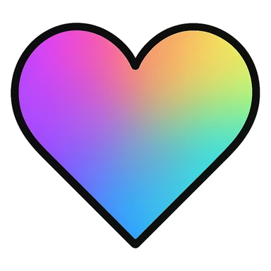 modern icon style gradient heart icon, clean lines, holographic gradient, no text sticker