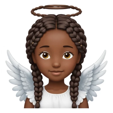 black Cute Girl with Angel Wings and braided hair sticker