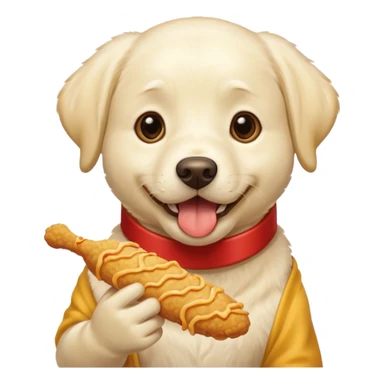 White Labrador eating chicken strips  sticker
