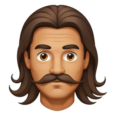 edgy man with long hair and a mustache tan  sticker