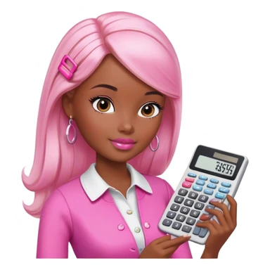 barbie skin light black studying account with the calculator pink sticker